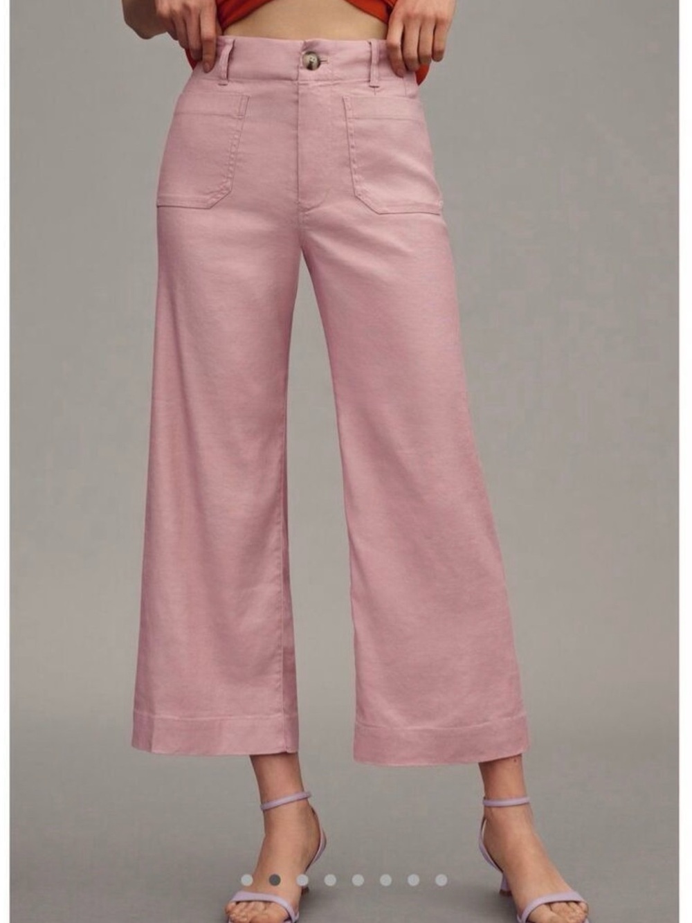 Maeve Blush Wide-Leg Cropped Pants